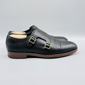 Cole Haan Shoes Mens 9.5 Black Leather Double Monk Strap Dress Grand OS